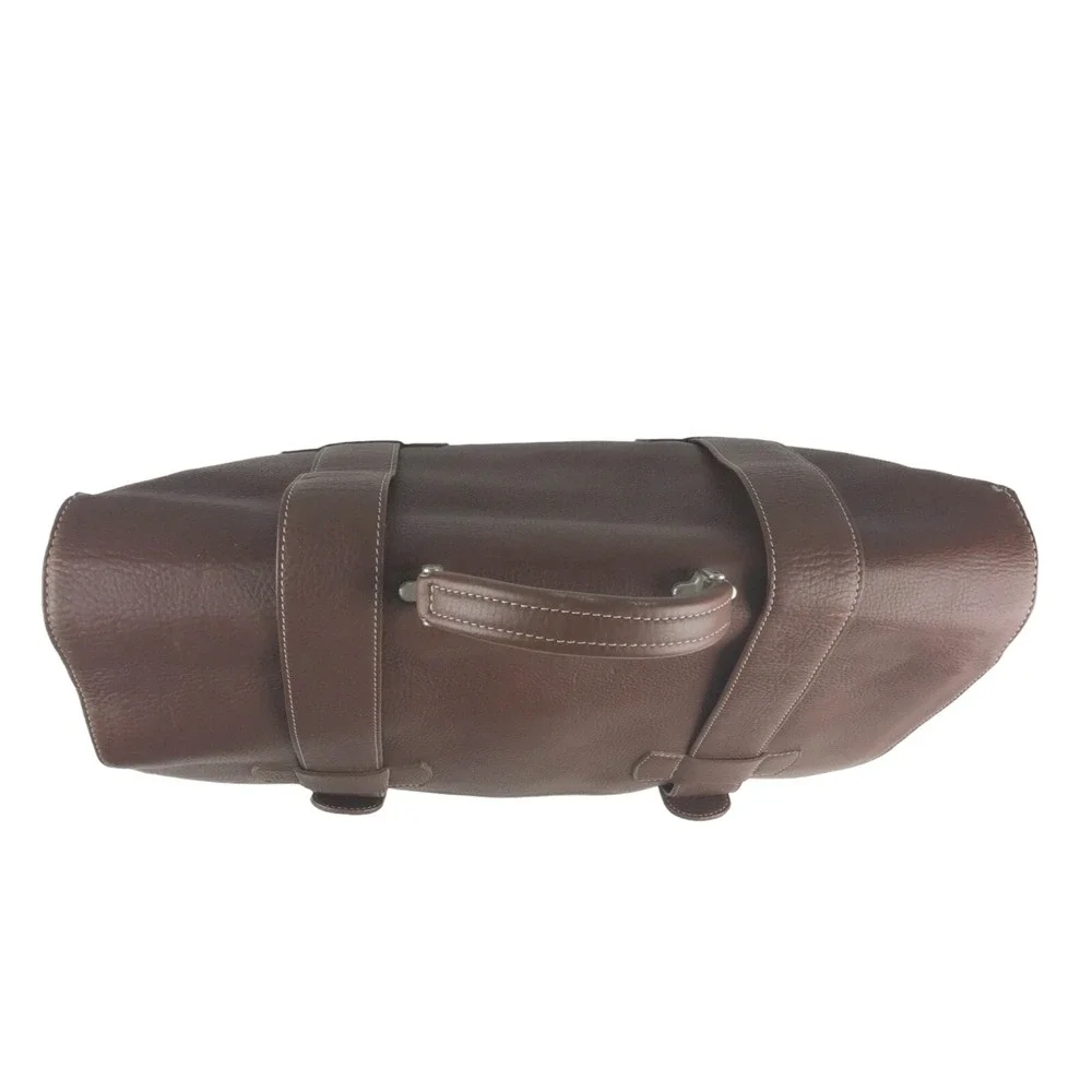 Abitare‎ Briefcase Document Bag Mens Brown Genuine Leather Top Handle Push Lock